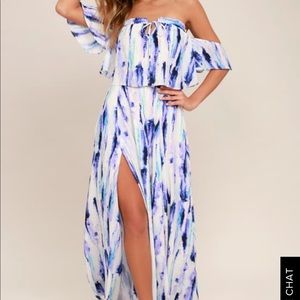 Ingenue Purple Print Two-Piece Maxi Dress